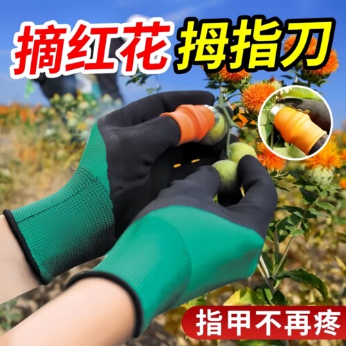 摘红花神器手套摘菜拇指刀超耐磨刺扎不烂花辣椒采摘专用掐尖防滑