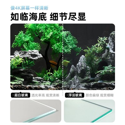 宝宁玻璃超白缸小型金鱼缸过滤制氧一体机生态家用客厅水族箱桌面