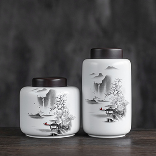 密封罐家用储存罐绿茶红茶普洱储茶叶罐子 茶叶罐陶瓷大号半斤装