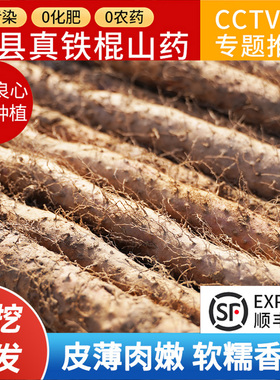 正宗河南焦作铁棍长怀山药温县垆土官方旗舰店淮山药粉干新鲜5斤