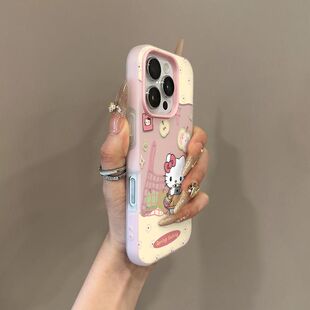 购物拍照kt猫适用苹果17promax肤感二合一手机壳iPhone16Pro彩绘15plus/14高颜值13/12/11可爱风防摔保护壳