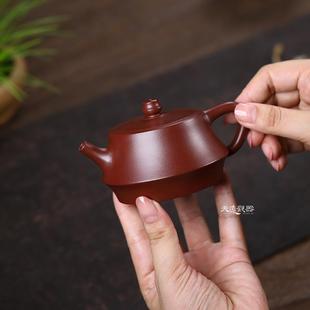 宜兴纯全手工紫砂壶紫朱泥大红袍球孔小容量柱础壶汉瓦壶家用茶壶