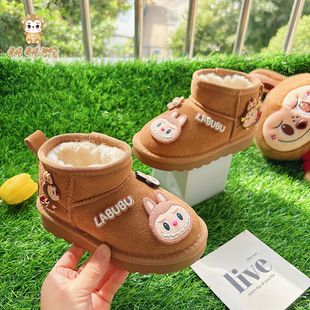 秋冬款女童厚底雪地靴儿童大棉鞋2025新款加绒保暖短靴男孩中大童