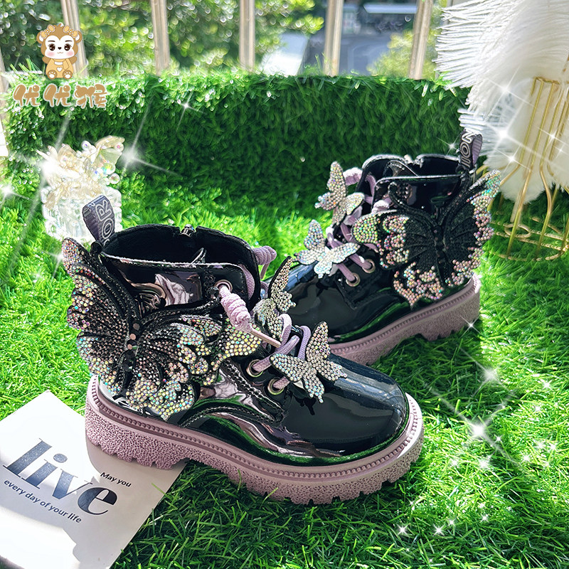 女童黑色马丁靴单鞋英伦风2025新款秋季短靴儿童鞋子洋气公主单靴