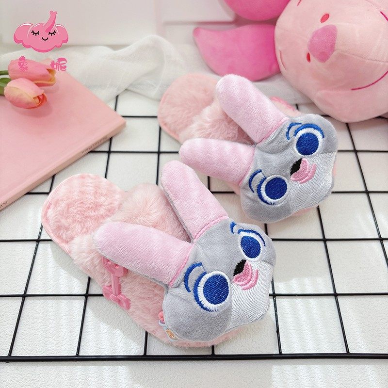 疯狂动物城兔子警官朱迪玩偶棉拖鞋女童毛毛拖鞋2026新款儿童外穿