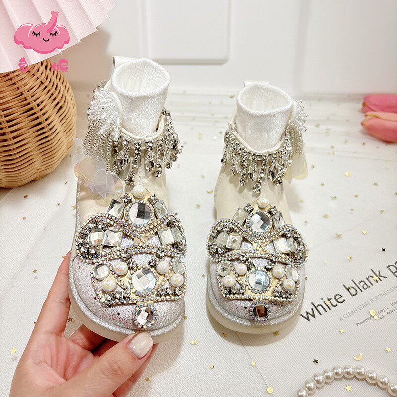 2025新款秋冬季加绒网红鞋子儿童靴子韩版公主风女童女宝宝马丁靴