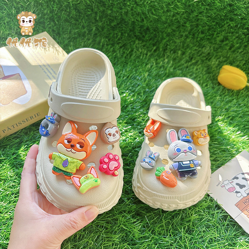 新款咖色树脂兔子狐狸洞洞鞋,童鞋/婴儿鞋/亲子鞋,儿童洞洞鞋,淘宝优惠券,粉丝福利购,淘宝优惠卷