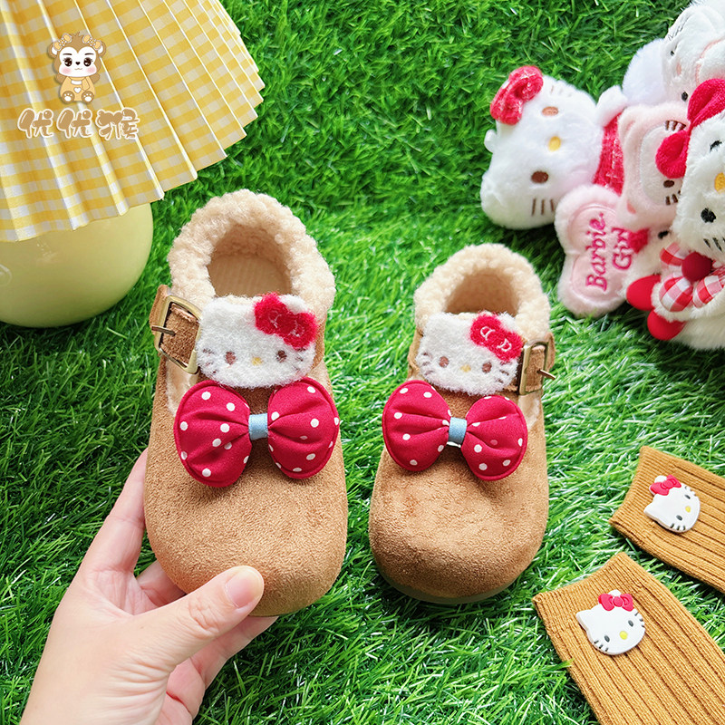 女童中大童勃肯鞋小女孩鞋子2025新款爆款冬季二棉加绒加厚豆豆鞋