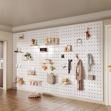 定制实木洞洞板置物架入户玄关墙面书架装饰配件木质洞洞板差价