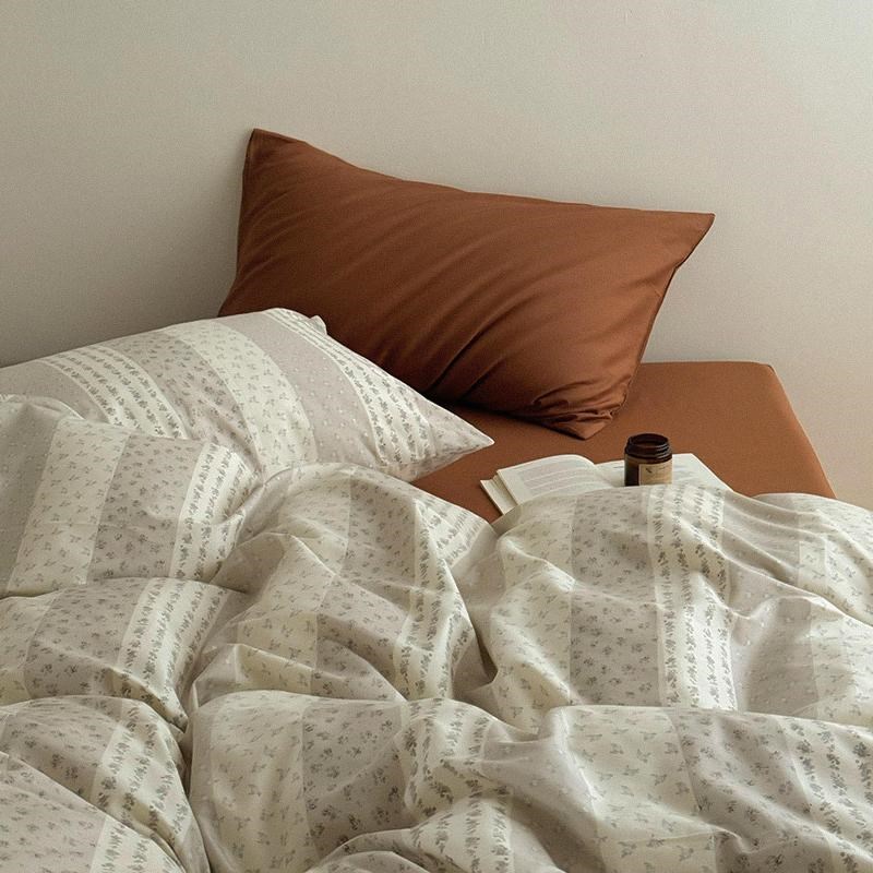 文艺复古小碎花纯棉单被套床单三四件套宿舍被罩单人150x200x230c