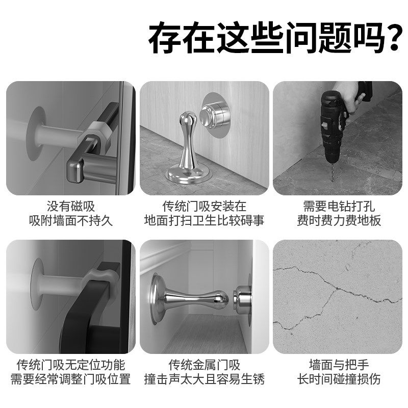 白墙乳胶漆墙用创意磁力门吸免打孔门挡器门把强磁吸盘防撞顶门器,基础建材,门吸,淘宝优惠券,粉丝福利购,淘宝优惠卷