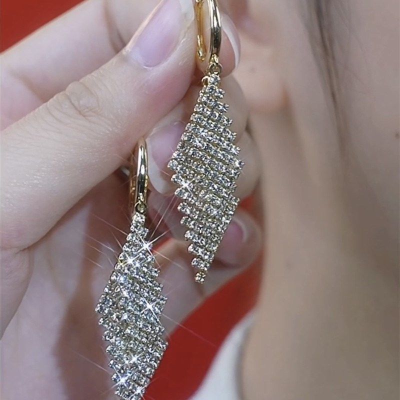 轻奢高级感满钻几何菱形耳环女设计感气质百搭耳扣耳坠显脸瘦耳饰,饰品/流行首饰/时尚饰品新,耳环,淘宝优惠券,粉丝福利购,淘宝优惠卷