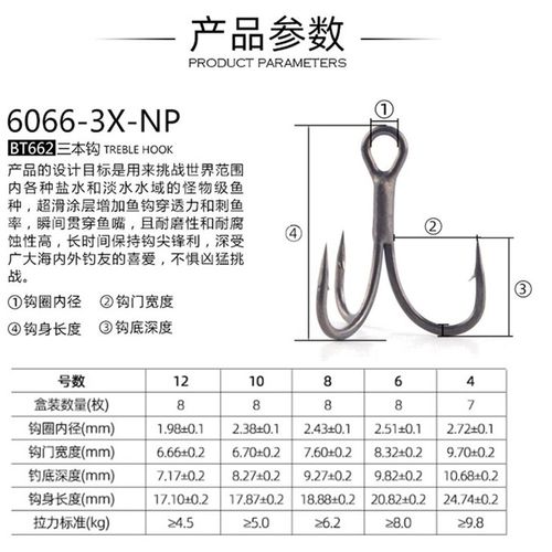 BKK三本钩锚钩三本钩海水淡水路亚鱼钩6066