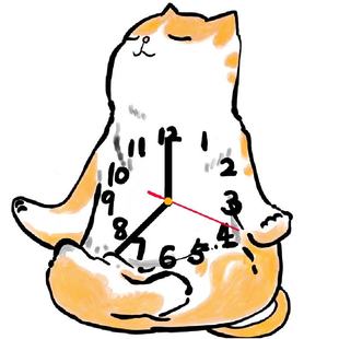 静音家用表挂墙石英钟表 搞笑橘猫挂钟卧室客厅简约创意文艺个性