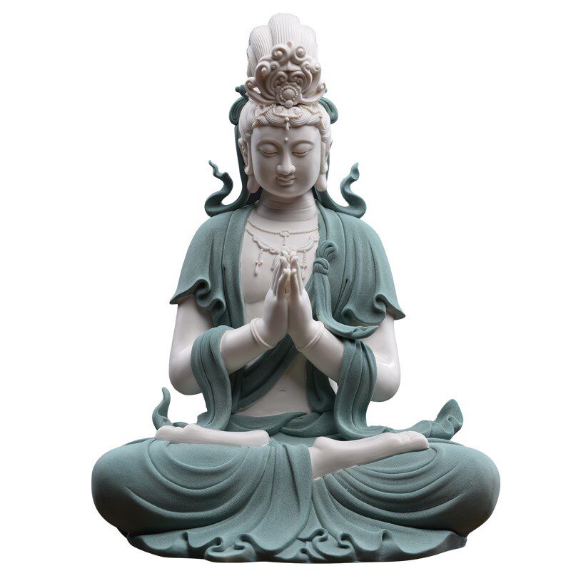 东方泥土陶瓷观音佛像摆件德化白瓷雕塑艺术会所客厅玄关装饰摆设
