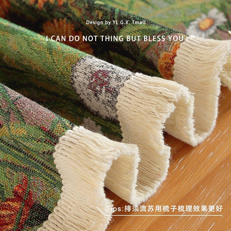 意大利美式复古桌旗长条轻奢高端电视柜盖布防尘遮丑茶桌布茶几垫