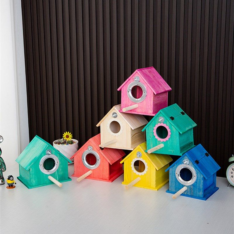 透明款小木屋箱鹦鹉鸟繁殖箱鸟窝木质箱孵化箱保暖虎皮牡丹生蛋窝