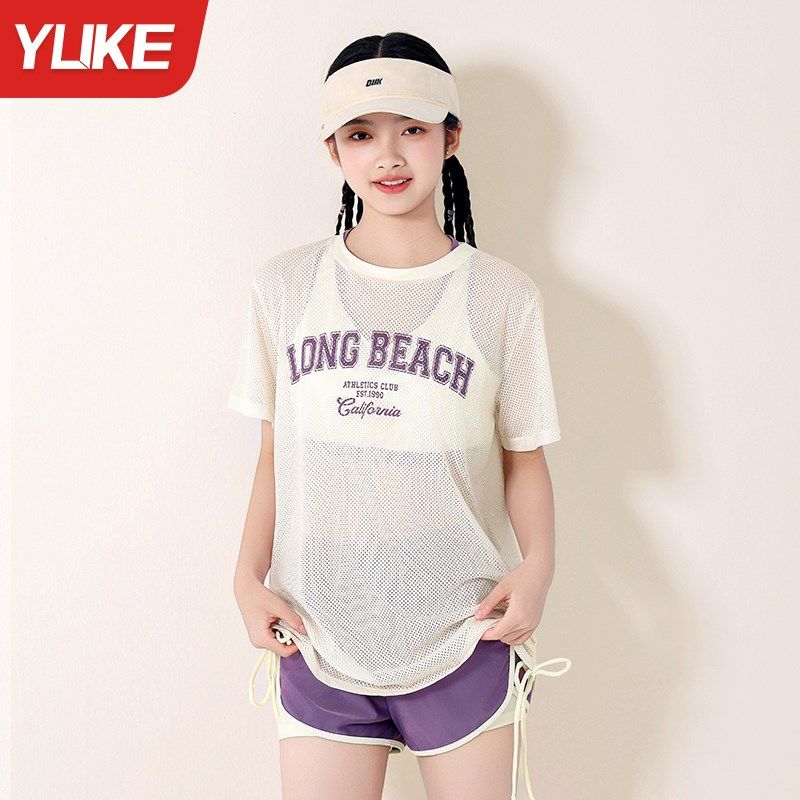 儿童泳衣女童分体2025新款夏女孩三件套中大童初中生保守游泳套装