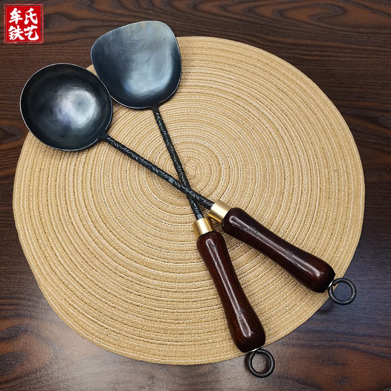 牟氏铁艺纯手工锻打木柄锅铲锅勺  炒菜家用送人传统木把手