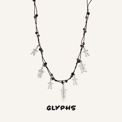 GLYPHS/符界纳西族热美磋跳舞小人编绳锁骨链