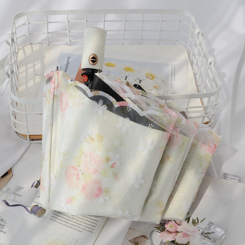 全自动伞网纱太阳伞雨伞双层防晒防紫外线晴雨两用遮阳伞三折叠,居家日用,伞,淘宝优惠券,粉丝福利购,淘宝优惠卷