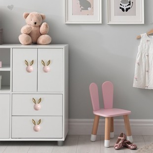 轻奢可爱兔子拉手儿童房衣柜门家具橱柜子抽屉单孔明装陶瓷小把手