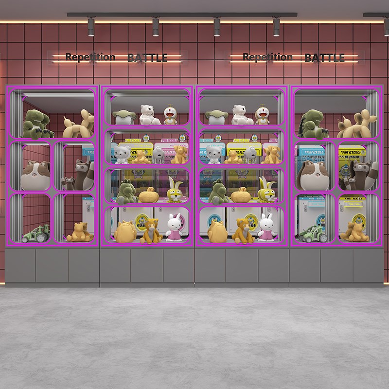 潮玩店展示柜玩具动漫电玩城手办柜积分礼品兑换机货架定制娃娃柜