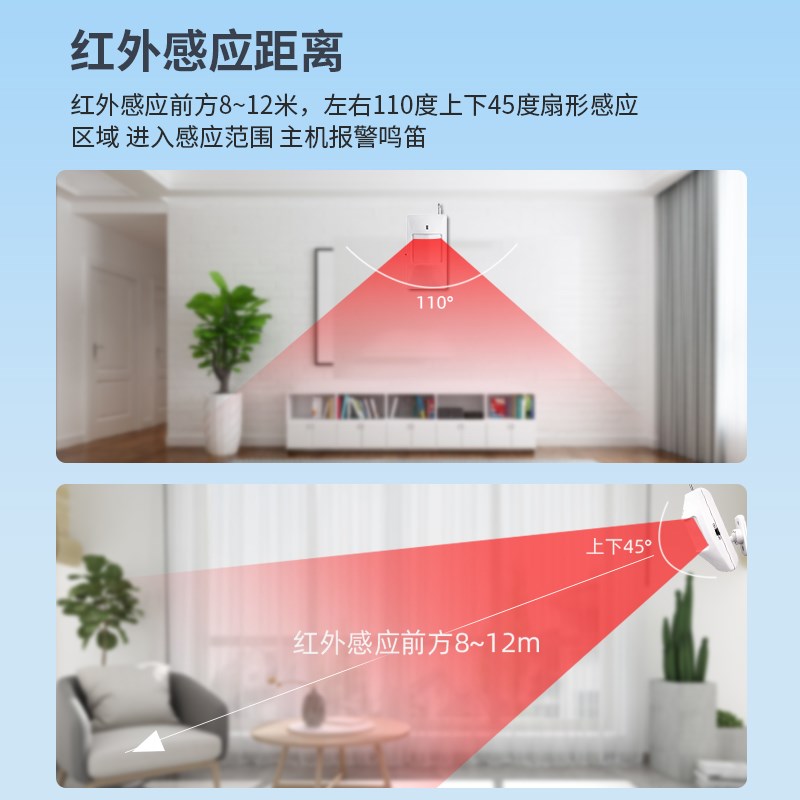 无线 线防盗警报器家用商店仓库防贼入侵红外人体感应入户门安防