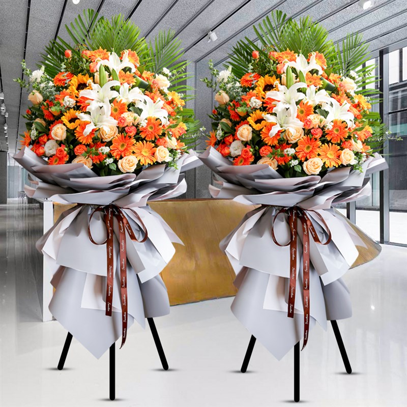 北京开业花篮鲜花同城速递庆典乔迁演唱会开张高端三角架开业花篮