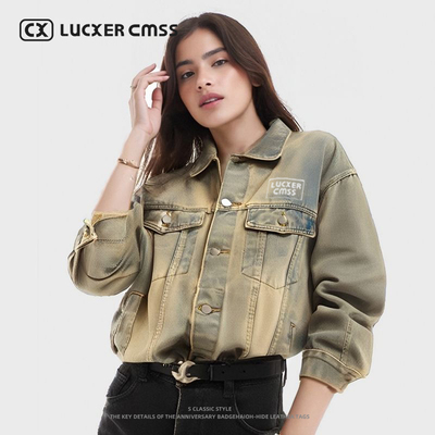 LUKER CMSS高街潮牌休闲百搭男女同款牛仔外套