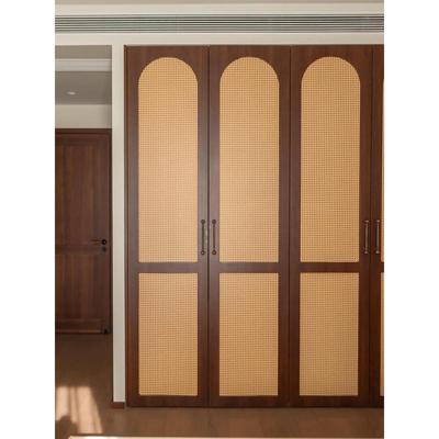 藤编门实木推拉门衣柜门厨房卧室隐形门茶楼新中式门折叠门隔断门