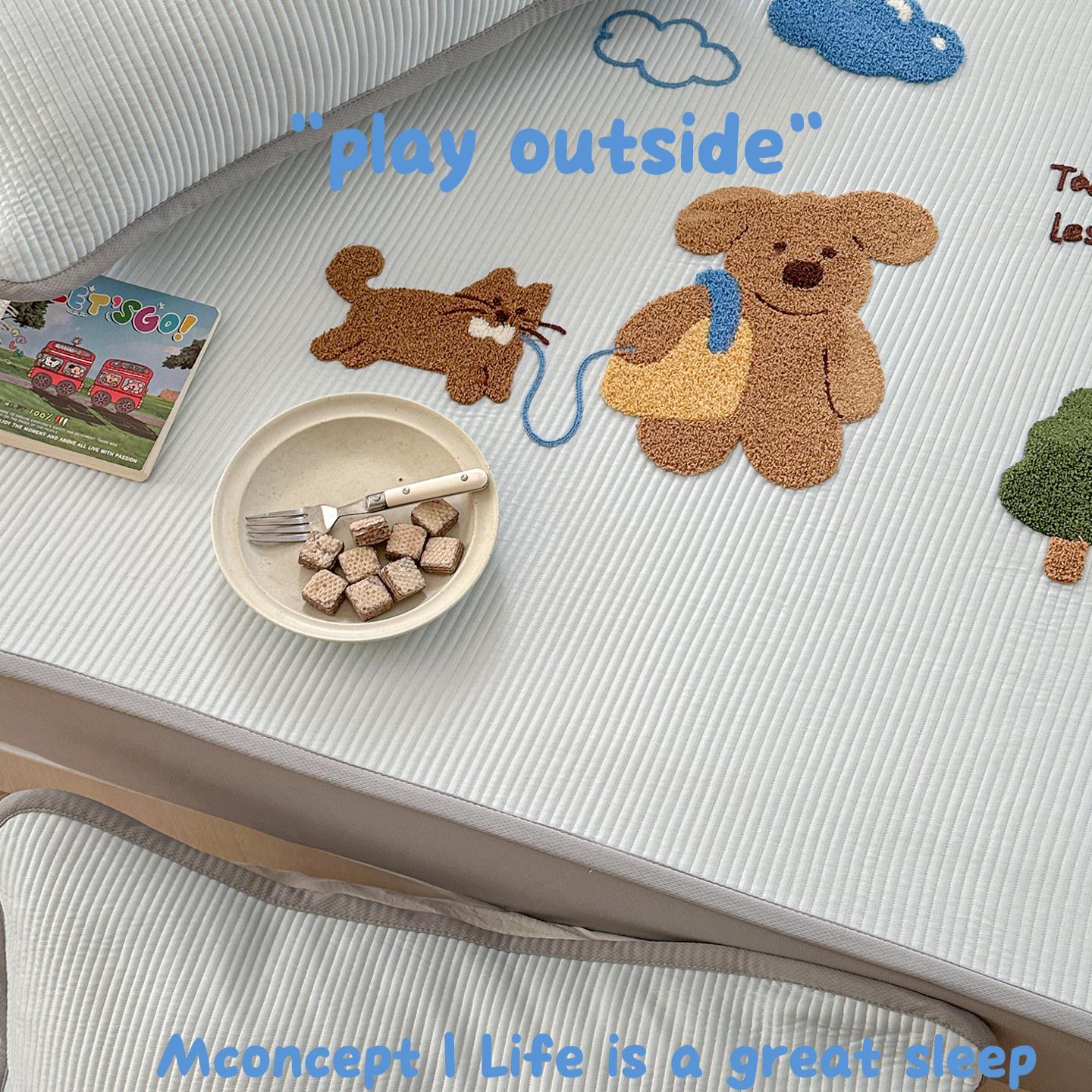 月光集【饼干小狗】夏季A类冰丝凉席三件套凉感机洗空调软席套件