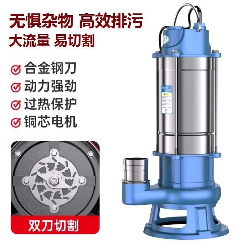 不锈钢污水泵220v抽粪泥浆化粪池抽粪家用小型排污泵抽水泵潜水泵