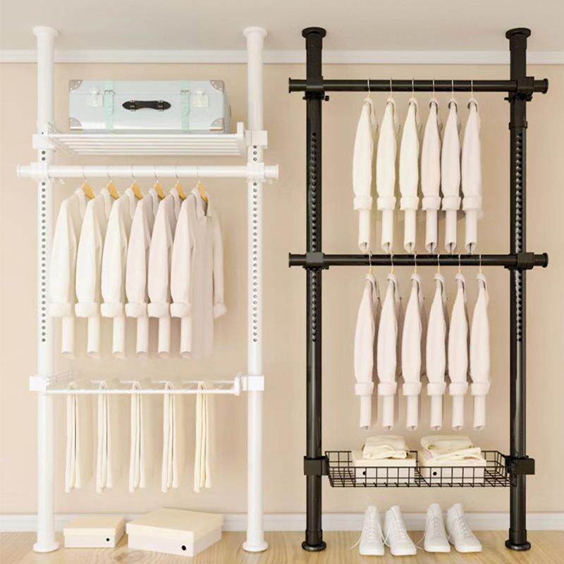 顶天立地衣架杆落地式挂衣架家用置物架阳台晾衣架收纳衣帽间自制