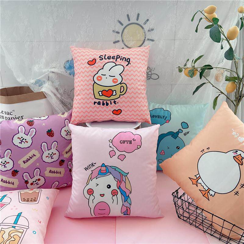 可爱卡通方抱枕沙发靠枕汽车办公室椅子腰靠床头靠垫含芯可拆洗