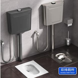 不锈钢水箱家用公共卫生间蹲便器冲水箱厕所双按节能通用蹲坑水箱