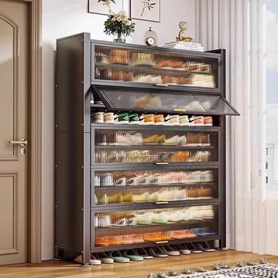 鞋柜家用门口钢制一体多层防尘鞋架大容量室内玄关置物架收纳柜子