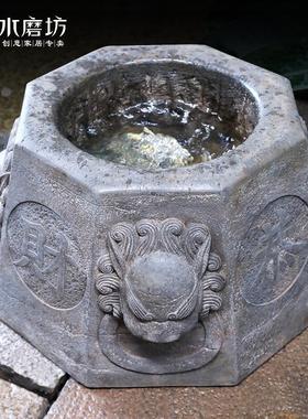 中式庭院假山流水景观鱼池花园布置创意貔貅喷泉造景装饰水池摆件