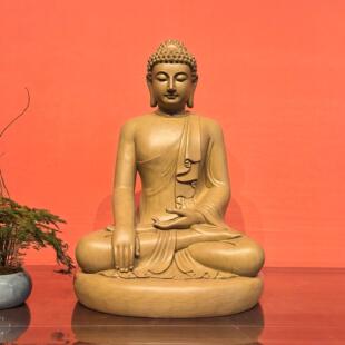 木雕如来佛祖摆件释迦牟尼佛佛药师佛阿弥陀佛像三宝佛寺庙供奉家