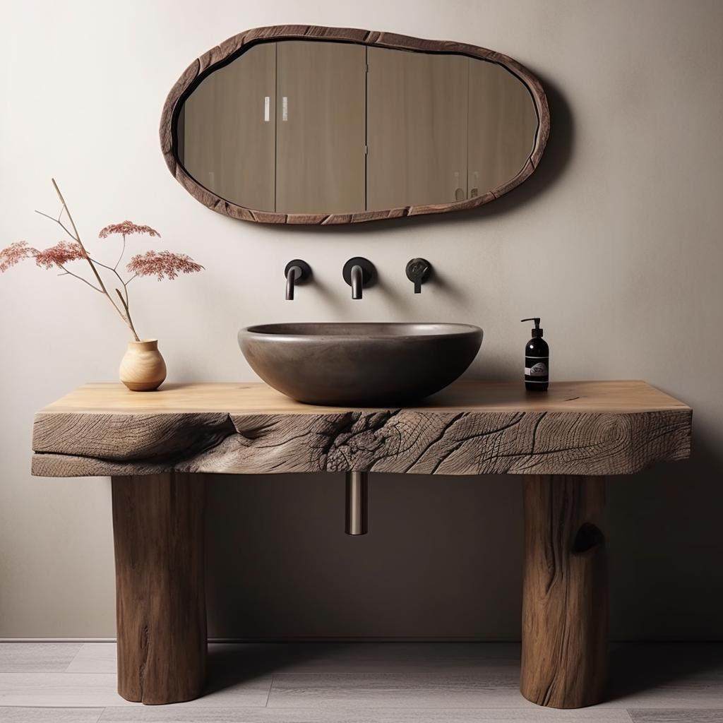 侘寂风浴室柜组合覆古洗面盆洗手台一体实木原生态民宿酒店洗手柜,家装主材,浴室柜组合,淘宝优惠券,粉丝福利购,淘宝优惠卷