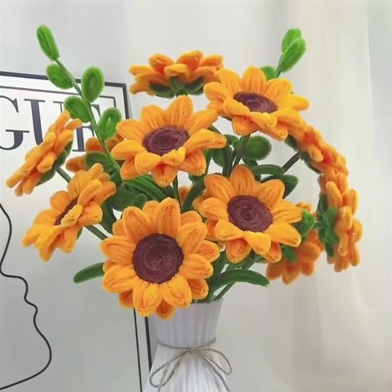 超密款向日葵花束diy材料包绒扭扭棒母亲节教师节送妈妈老师礼物