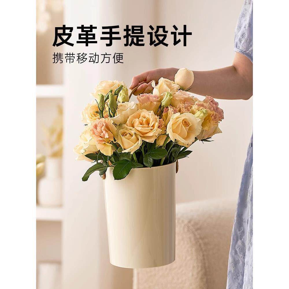 日本品质醒花桶透明深水花瓶鲜花养花插花花筒塑料亚克力花店专用