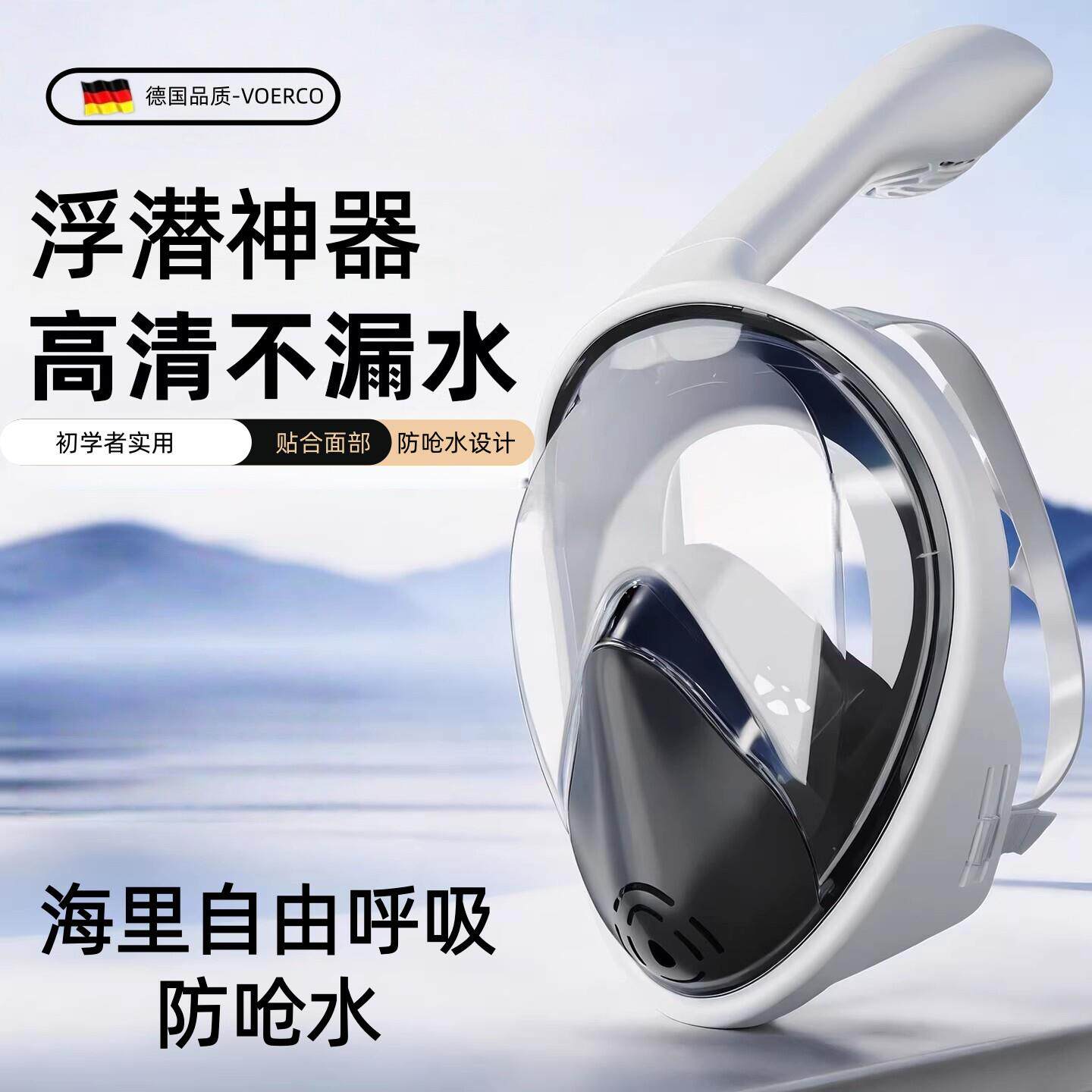 德国浮潜装备面罩三宝潜水眼镜成人全脸式干拭面镜防雾成人