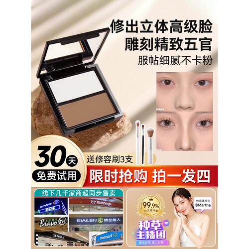 轮廓调色板的化妆师，眼影，鼻子阴影和高光所有的三合一阴影官方