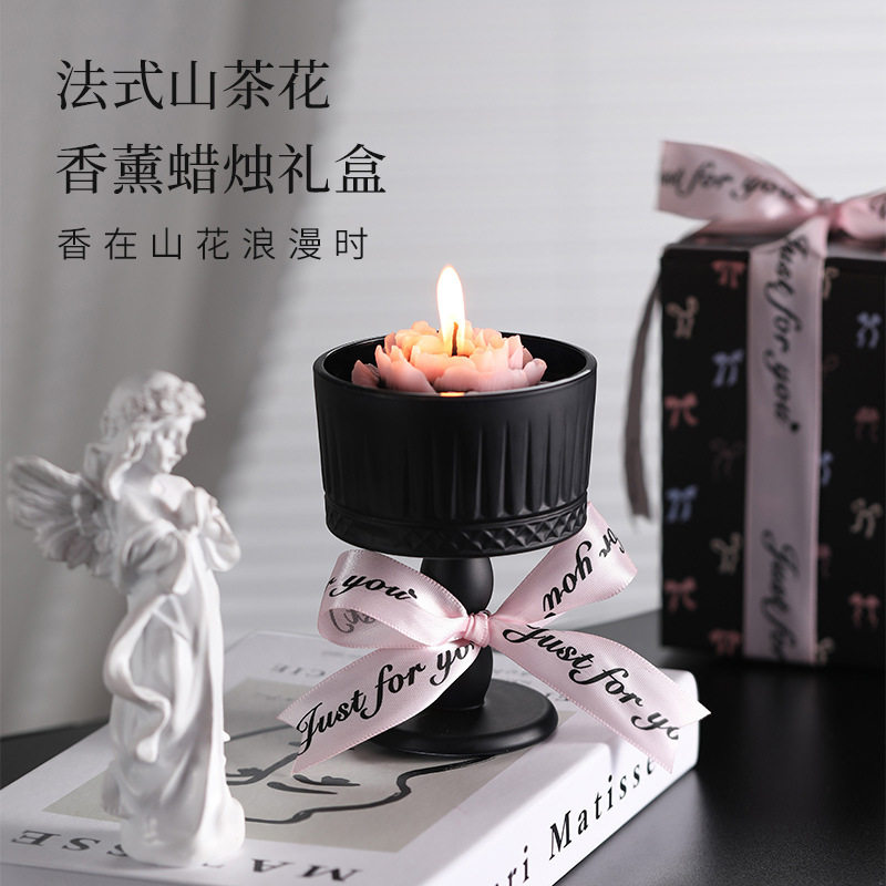 山茶花香薰蜡烛高脚杯盒装室内卧房空气净化摆件生日结婚礼物,家居饰品,香薰蜡烛,淘宝优惠券,粉丝福利购,淘宝优惠卷