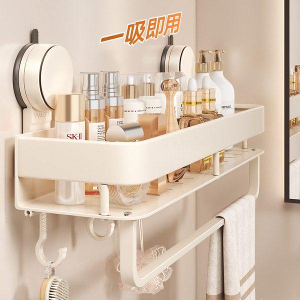 吸盘式免打孔卫生间浴室奶白置物架厕所洗手间洗漱台墙上收纳挂架,家庭/个人清洁工具,浴室角架/置物架,淘宝优惠券,粉丝福利购,淘宝优惠卷