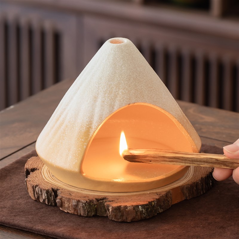 桌面复古熏香小壁炉密鲁圣木净化雪松鼠尾草陶瓷大号W香薰炉明火