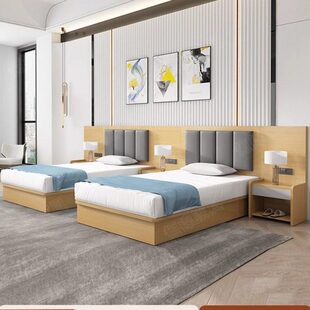 酒店家具标间全套宾馆专用客房床公寓大床民宿双床全季酒店床定制