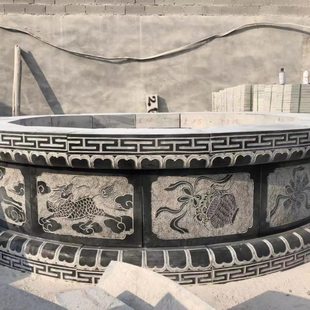 大理石花岗岩天青石头雕刻定做坟围石包坟墓地土葬墓围石墓圈石