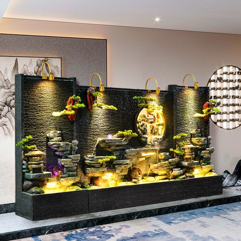 庭院大型落地假山流水喷泉摆件客厅玄关鱼池装饰水幕隔断屏风造景,家居饰品,装饰摆件,淘宝优惠券,粉丝福利购,淘宝优惠卷